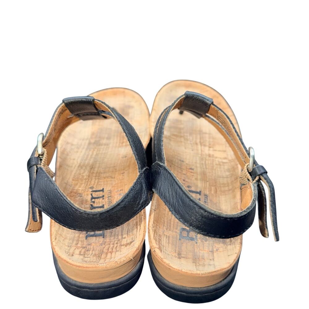 Born Black Leather T Strap Thong Sandals Women’s 7M Comfort Cork - Picture 14 of 14